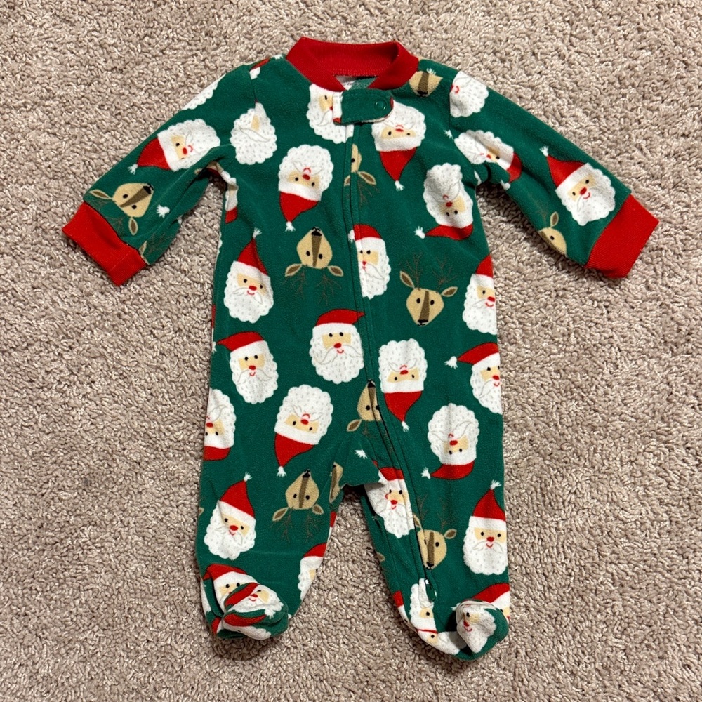 Carters Christmas Green and Red Infant Fleece Sleeper